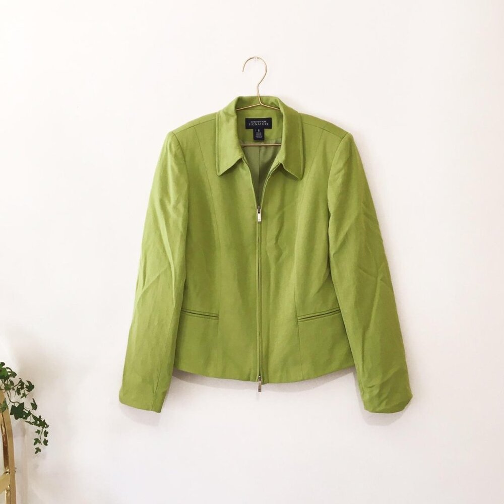 Vintage Y2K Lime Green Zip Up Blazer